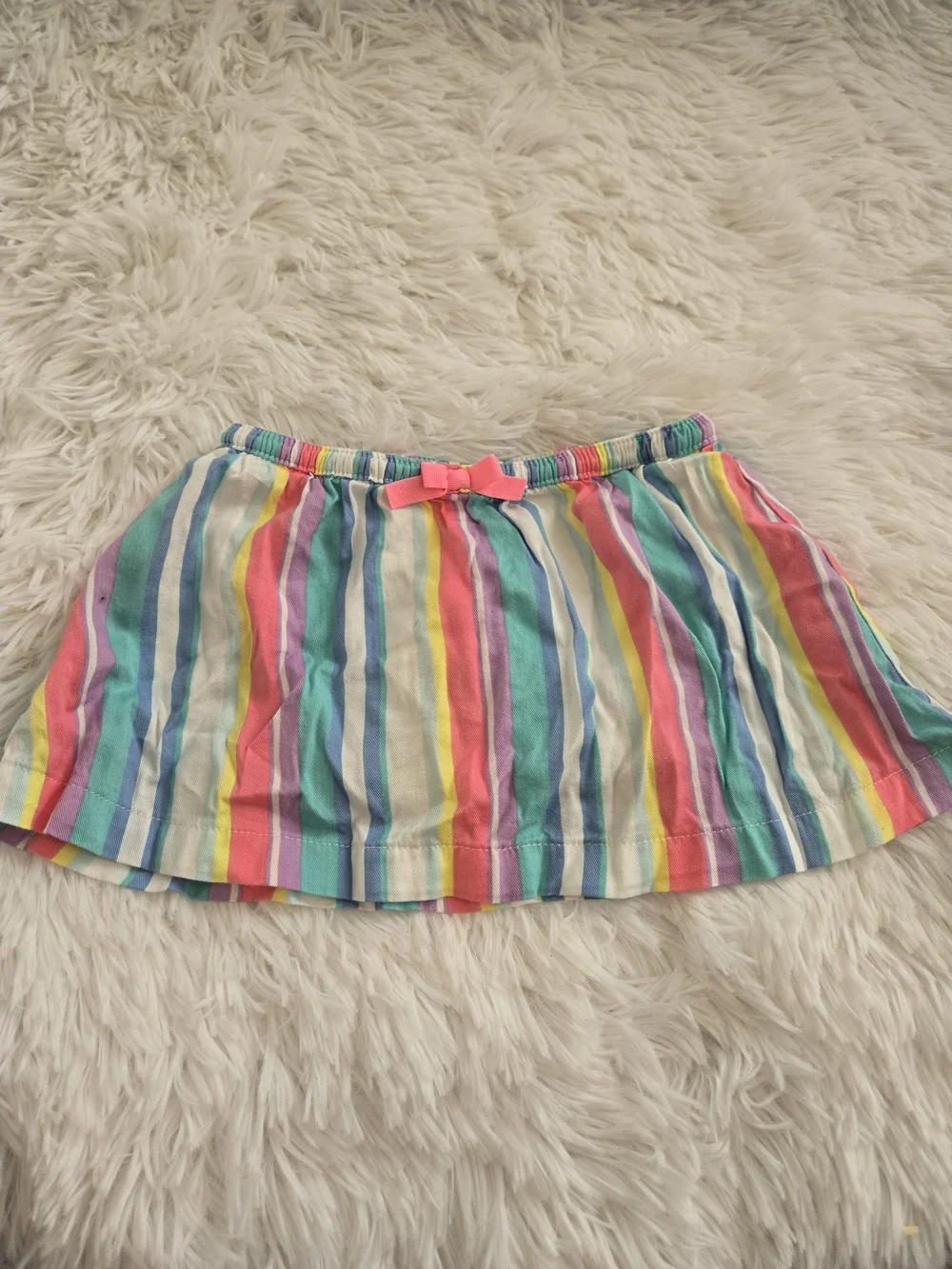 Carter's Rainbow Stripe Skirt with Pink Bow